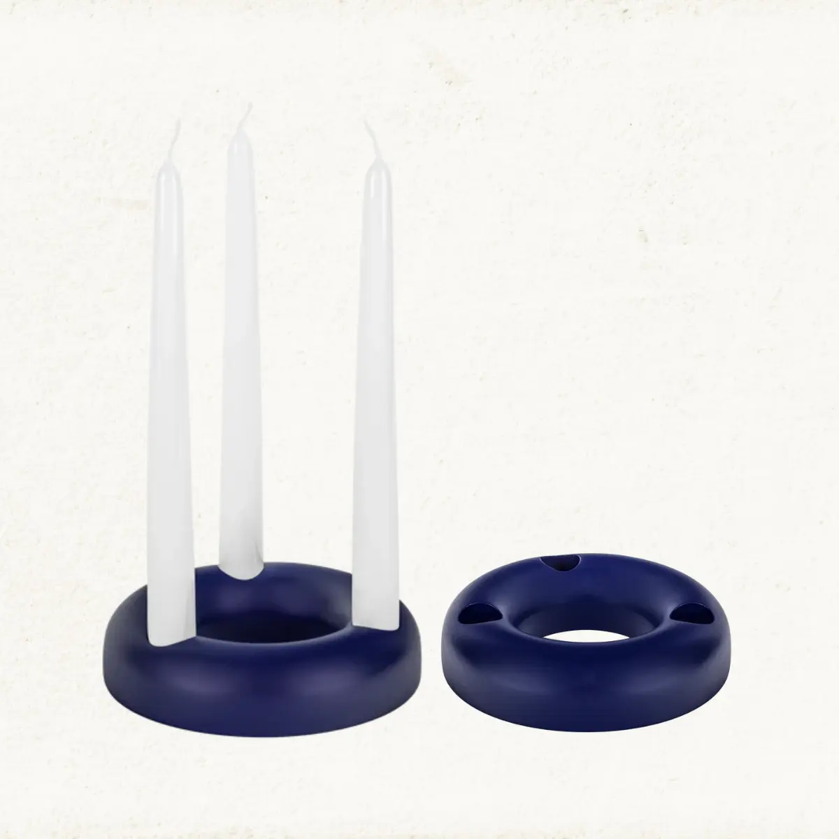 Blue Triple Candle Holder