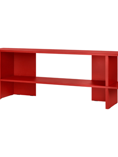 Minimalist Steel Low Shelving Unit Red